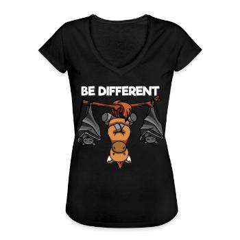 Be Different Pony und Fledermäuse - Frauen Vintage T-Shirt - Schwarz - Vorne - Danielle (179cm)