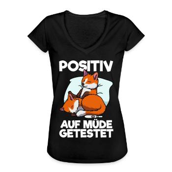 Fuchs Positiv Auf Müde Getestet Fuchs Schlafshirt - Frauen Vintage T-Shirt - Schwarz - Vorne