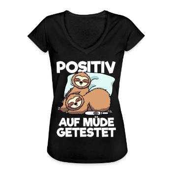 Faultier Positiv Auf Müde Getestet Schlafshirt - Frauen Vintage T-Shirt - Schwarz - Vorne - Danielle (179cm)