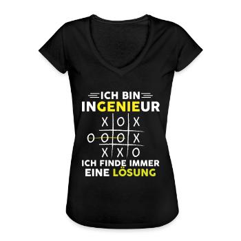 Ich bin Ingenieur ich finde immer eine Lösung - Frauen Vintage T-Shirt - Schwarz - Vorne