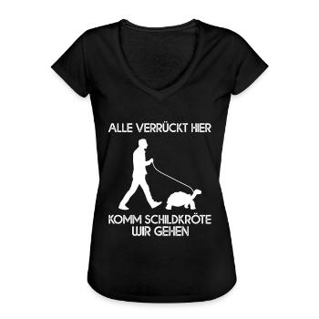 Alle Verrückt Hier Komm Schildkröte Wir Gehen - Frauen Vintage T-Shirt - Schwarz - Vorne - Danielle (179cm)