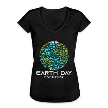 Earth Day Everyday - Frauen Vintage T-Shirt - Schwarz - Vorne - Danielle (179cm)