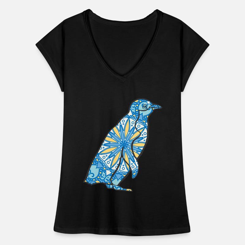 Mandala Penguin Geometric Pattern Art T-shirt vintage Femme