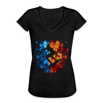 Feuer Surfer Flammen Surfboard Brennt - Frauen Vintage T-Shirt - Schwarz - Vorne - Danielle (179cm)