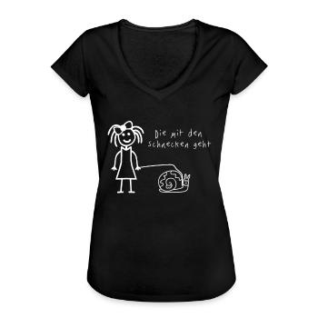 Schnecke Sport Die Mit den Schnecken Geht - Frauen Vintage T-Shirt - Schwarz - Vorne