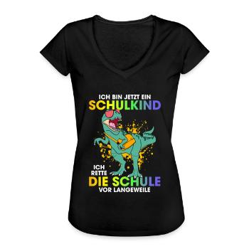 Ich Bin Jetzt Ein Schulkind Ich Rette Die Schule - Frauen Vintage T-Shirt - Schwarz - Vorne - Danielle (179cm)