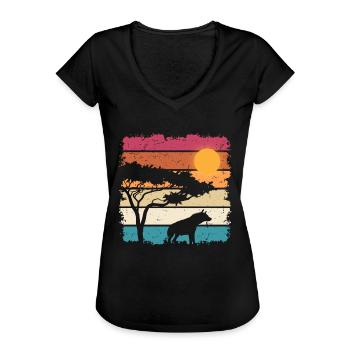 Hyène vintage - T-shirt vintage Femme - noir - Devant - Danielle (179cm)
