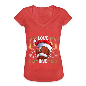 College Football Spieler Team Weihnachten Liebe - Frauen Vintage T-Shirt - Rot meliert - Vorne - Danielle (179cm)