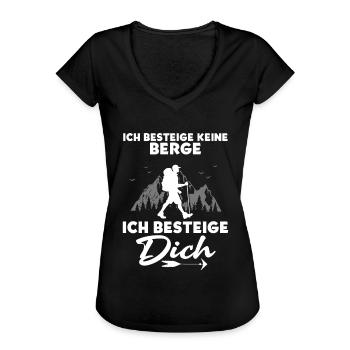 Ich Besteige Keine Berge Ich Besteige Dich - Frauen Vintage T-Shirt - Schwarz - Vorne - Danielle (179cm)