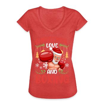 Christmas Love Boxing Boxer Weihnachtsgeschenk - Frauen Vintage T-Shirt - Rot meliert - Vorne - Danielle (179cm)