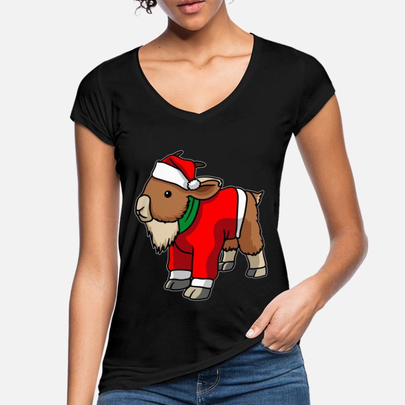 Chèvre avec pull de Noël T-shirt vintage Femme