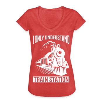 Train Modellbauer, Modelllokomitive Lok Lokomotive - T-shirt vintage Femme - rouge chiné - Devant - Danielle (179cm)