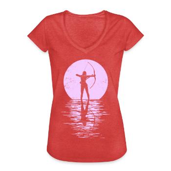 Bogensport Bogenschütze Bogenschießen Pfeil Bogen - Frauen Vintage T-Shirt - Rot meliert - Vorne - Danielle (179cm)