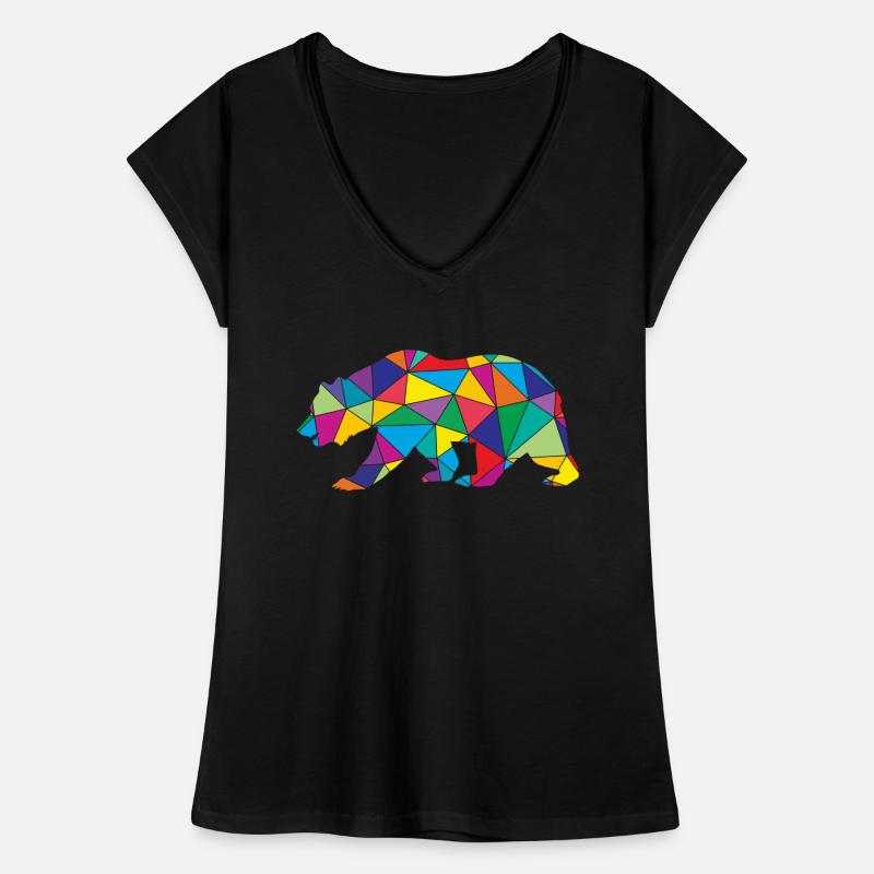 Géométrie polygonale à faible poly ours T-shirt vintage Femme