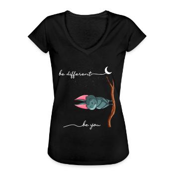 Be Different Fledermaus - Frauen Vintage T-Shirt - Schwarz - Vorne