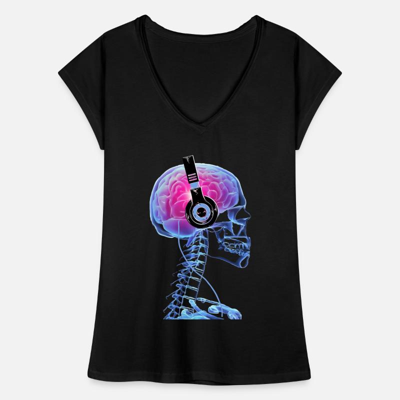 Skull Headphone Music Lover Cool Techno Skeleton Women's Vintage T-Shirt