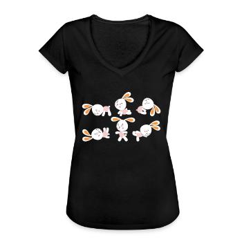 Yoga Lapin de méditation Lapin faisant des exercices de yoga - T-shirt vintage Femme - noir - Devant - Danielle (179cm)