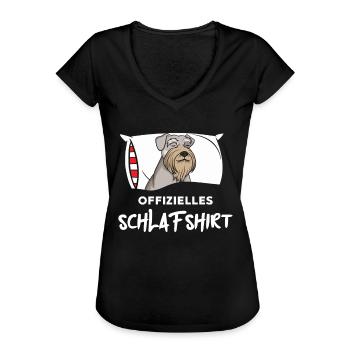 Offizielles Schlafshirt Zwergschnauzer im Bett - Frauen Vintage T-Shirt - Schwarz - Vorne - Danielle (179cm)