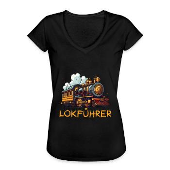 Eisenbahner - Frauen Vintage T-Shirt - Schwarz - Vorne - Danielle (179cm)