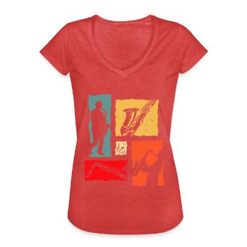 Trumpet Retro - Frauen Vintage T-Shirt - Rot meliert - Vorne - Danielle (179cm)