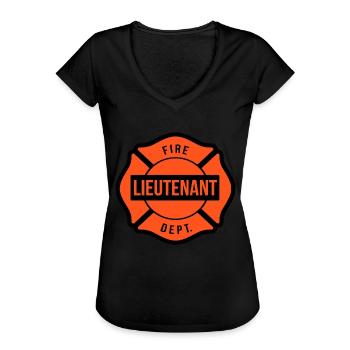 Feuerwehrleutnant - Frauen Vintage T-Shirt - Schwarz - Vorne - Danielle (179cm)
