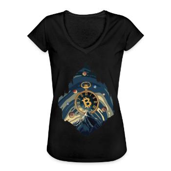 Bitcoin Uhr - Frauen Vintage T-Shirt - Schwarz - Vorne - Danielle (179cm)