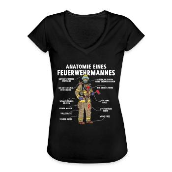 Anatomie eines Feuerwehrmannes - Frauen Vintage T-Shirt - Schwarz - Vorne - Danielle (179cm)