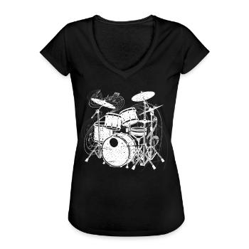 Batterie Batteurs Batteurs - T-shirt vintage Femme - noir - Devant - Danielle (179cm)
