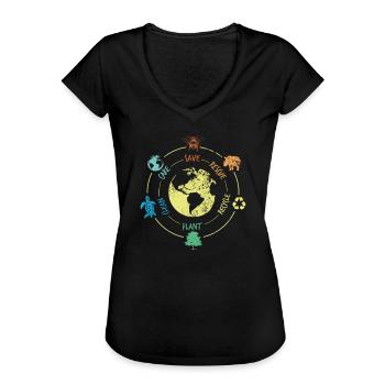 Protection de l’environnement, Conservation de la nature, Protecteur des océans, Planète - T-shirt vintage Femme - noir - Devant - Danielle (179cm)