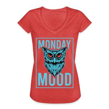 Monday Mood, Eule, Statement funny Montags Montag - Women's Vintage T-Shirt - heather red - Front - Danielle (179cm)