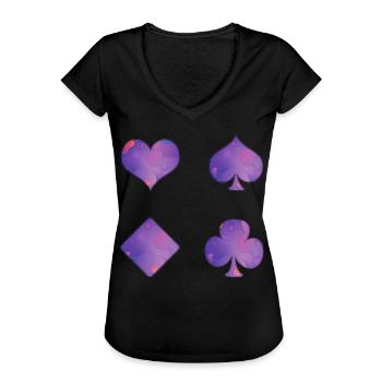 Spielkarten - Frauen Vintage T-Shirt - Schwarz - Vorne - Danielle (179cm)