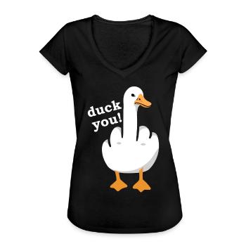 Rude Funny Saying "Duck You" Outfit - Women's Vintage T-Shirt - black - Front