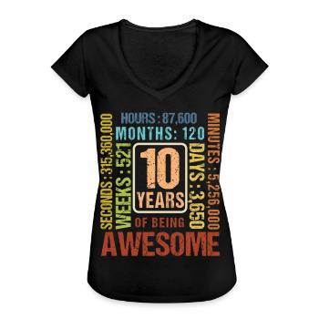 10 Jahre alt! Geburtstagsgeschenk 10. Geburtstag - Frauen Vintage T-Shirt - Schwarz - Vorne - Danielle (179cm)