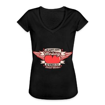 Assistants sociaux Coeur Dames Hommes Travail social - T-shirt vintage Femme - noir - Devant - Danielle (179cm)