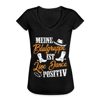 Line Dance Blutgruppe Line Dance positiv - Frauen Vintage T-Shirt - Schwarz - Vorne - Danielle (179cm)