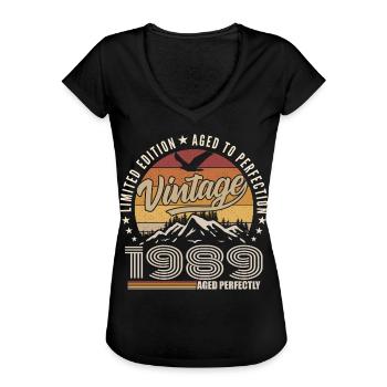 1989 Geschenk 36. Jubiläum 1989 Jahrgang 1989 - Frauen Vintage T-Shirt - Schwarz - Vorne - Danielle (179cm)
