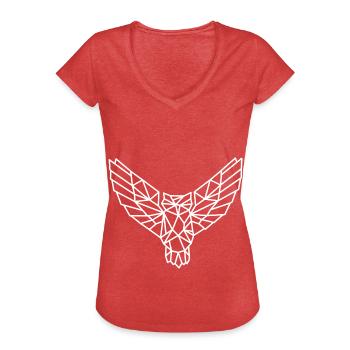 Owl Geometric Line - Women's Vintage T-Shirt - heather red - Front - Danielle (179cm)
