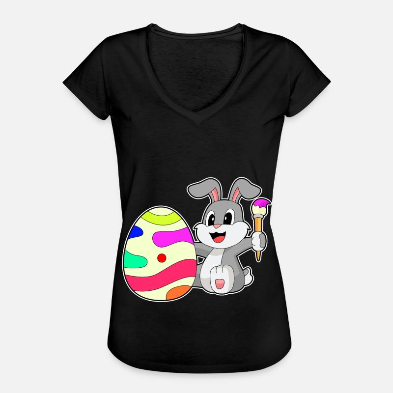 Bunny Easter Easter Egg Painting - Women's Vintage T-Shirt - black