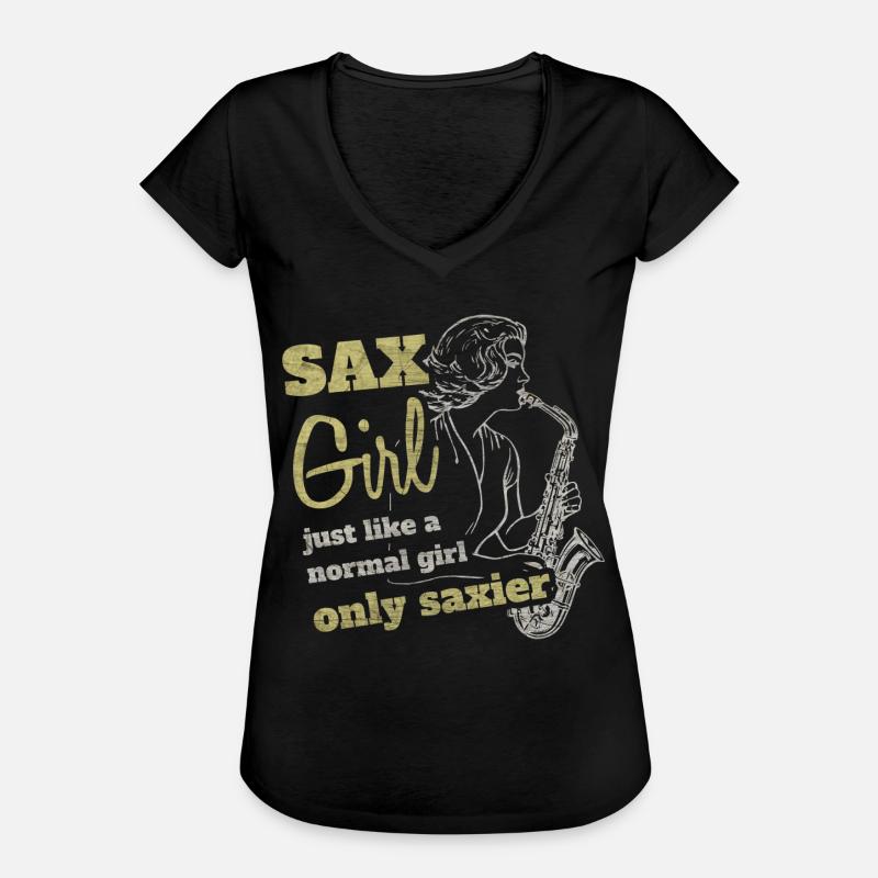 Saxofon - Frauen Vintage T-Shirt - Schwarz