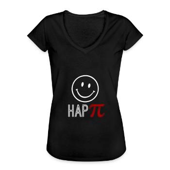 tee shirt maths heureux pi math pi - T-shirt vintage Femme - noir - Devant - Danielle (179cm)