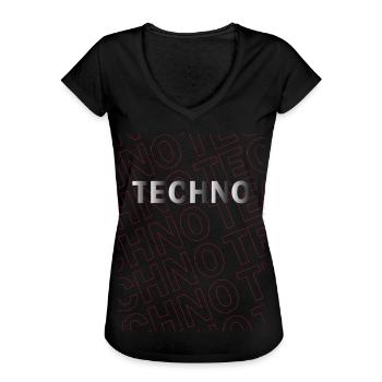 TECHNO TECHNO TECHNO - Frauen Vintage T-Shirt - Schwarz - Vorne - Danielle (179cm)