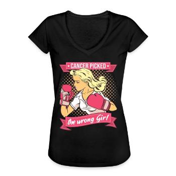 Cancer Cancer Therapy Cancer Survivor Woman Girl - Women's Vintage T-Shirt - black - Front - Danielle (179cm)