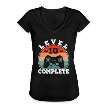 10. Hochzeitstag 10 Jahre Ehe verheiratet Gamer - Frauen Vintage T-Shirt - Schwarz - Vorne