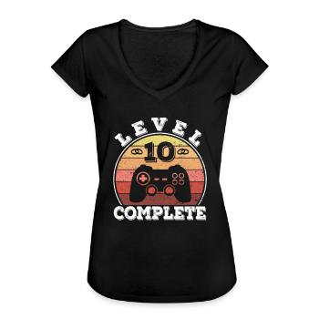 10. Hochzeitstag 10 Jahre Ehe verheiratet Gamer - Frauen Vintage T-Shirt - Schwarz - Vorne - Danielle (179cm)