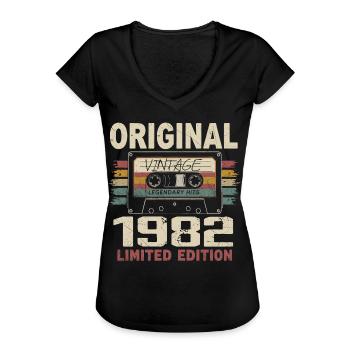 1982 Geburtstagsgeschenk 1982 Jahrgang 1982 Retro - Frauen Vintage T-Shirt - Schwarz - Vorne - Danielle (179cm)