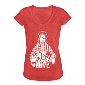 Gott ist Liebe Jesus Christus - Frauen Vintage T-Shirt - Rot meliert - Vorne - Danielle (179cm)