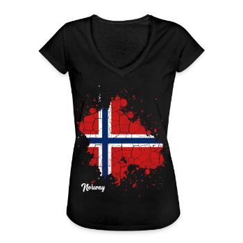 Norvège - T-shirt vintage Femme - noir - Devant - Danielle (179cm)