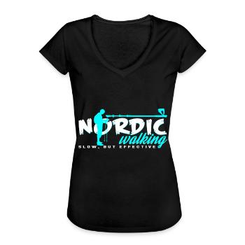 Nordic Walking - Frauen Vintage T-Shirt - Schwarz - Vorne - Danielle (179cm)