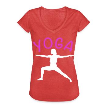 Yoga exercise for a workout - Women's Vintage T-Shirt - heather red - Front - Danielle (179cm)