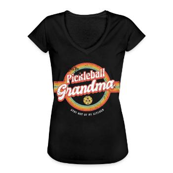 Pickleball grand-mère reste hors de ma chemise de cuisine - T-shirt vintage Femme - noir - Devant - Danielle (179cm)